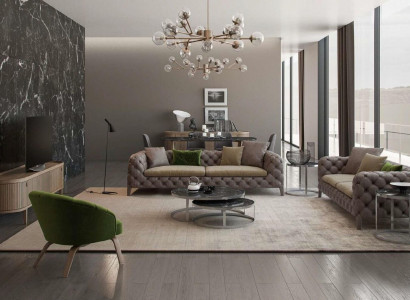 Chesterfield Sofagarnitur Viersitzer Sofas Luxus Couchen Sessel Möbel Sofa